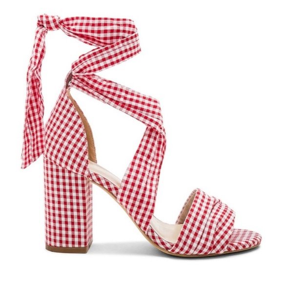 RAYE Shoes - Raye Revolve Samson Red & White Gingham Heels 8